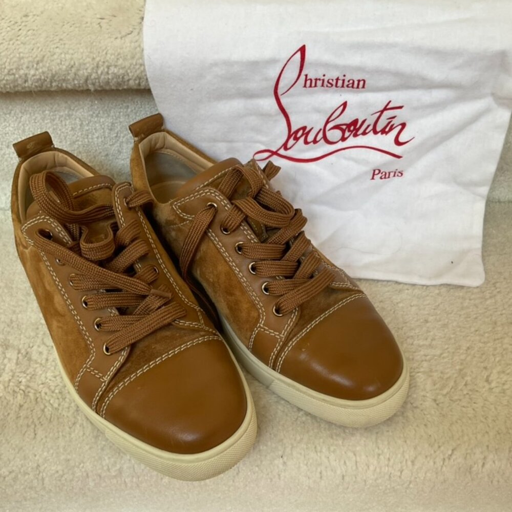 LOUBOUTIN Men's Louis Junior Red Sole leather suede Sneakers shoes